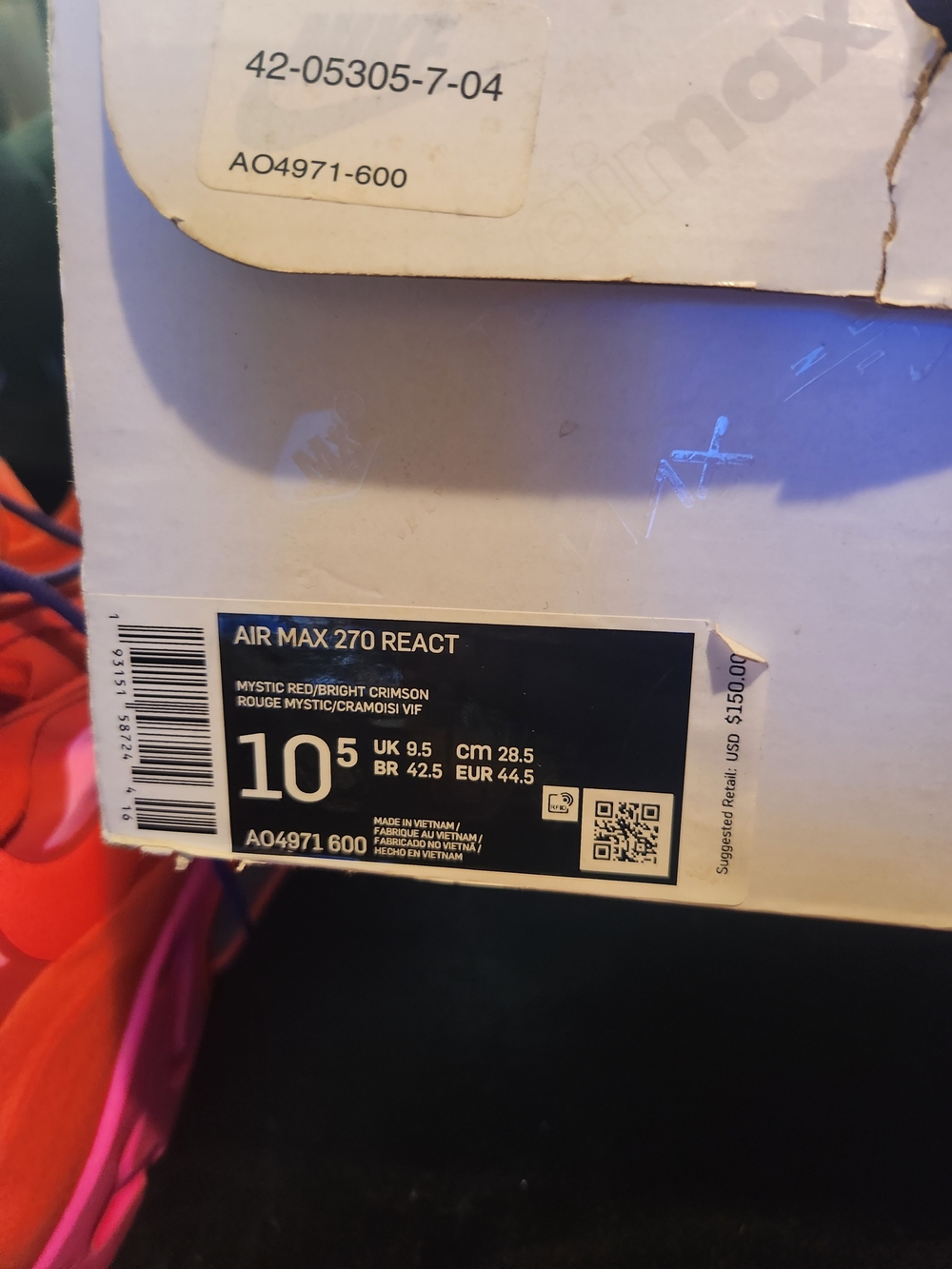 Nike Red & Pink Athletic Sneakers with Purple Laces - Picture 3 of 3